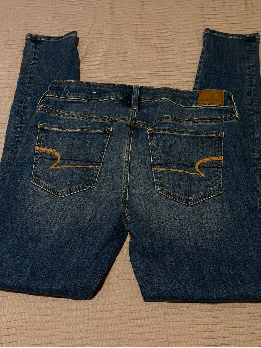 American Eagle Outfitters Women's Medium-Dark Blue Super Stretch Jeggings - Picture 7 of 8